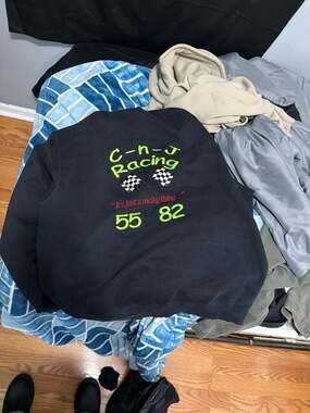 Vintage C-n-J Racing Embroidered Racing Jacket Black